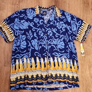 NWT Corona Vantage Extra Beer Hawaiian Shirt Aloha Button up Blue Men's SIZE XXL